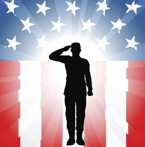 Solider in front of partial background of American Flag Solider in front of partial background of American Flag
