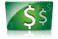 Two dollar signs inside a green square.
