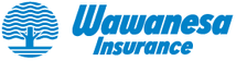Wawanesa Insurance logo: A blue tree inside a circle next to 