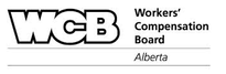 WCB Alberta logo, black and white, featuring text