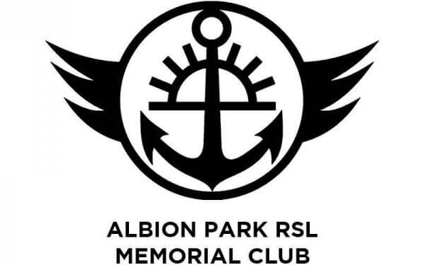 A black and white logo for albion park rsl memorial club
