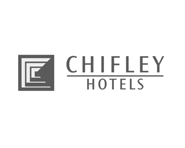 A black and white logo for chifley hotels