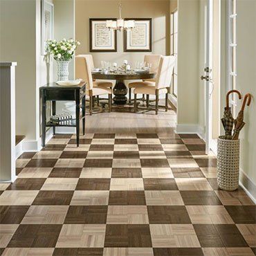 Checkered Flooring With Elegant Table — Ypsilanti, MI — Carpet Center & Floors