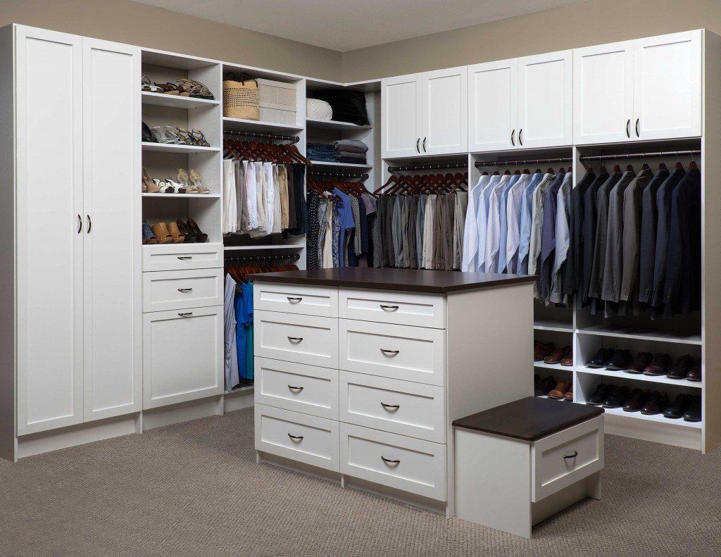 White Finish Walk In Closet System