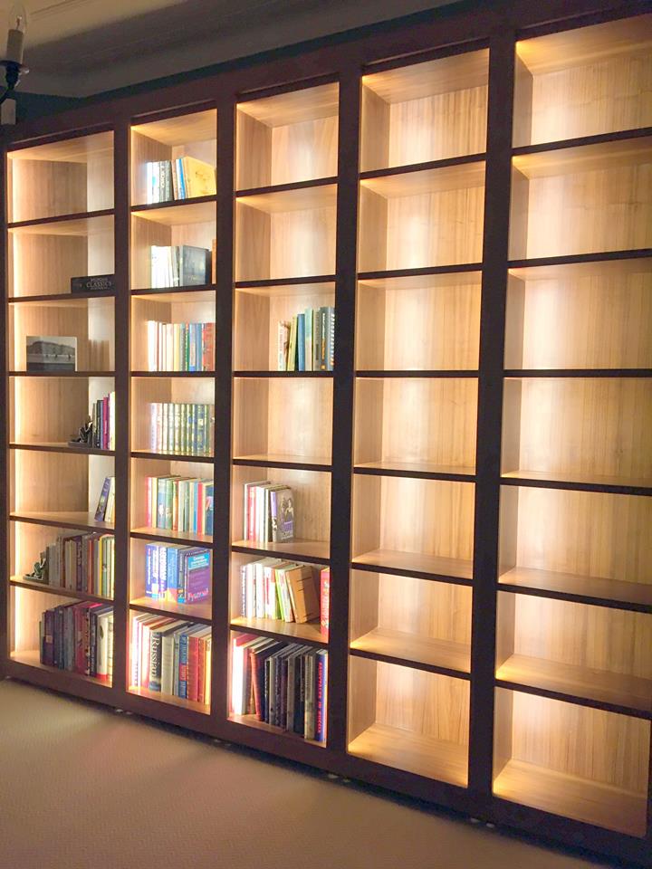 bespoke bookshelf with led lights