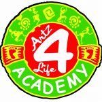 Logo for Artz 4 Life Academy: red circle with white 