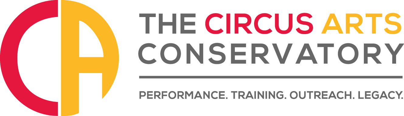 Logo of The Circus Arts Conservatory: red/yellow CA initials, text