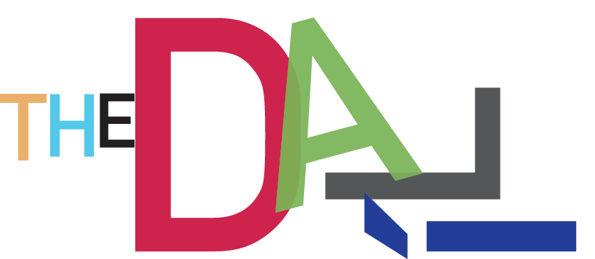 The DALI logo: Multi-colored, overlapping letters spelling