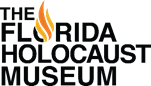 Logo of The Florida Holocaust Museum: Black text and a flame icon in orange and yellow.