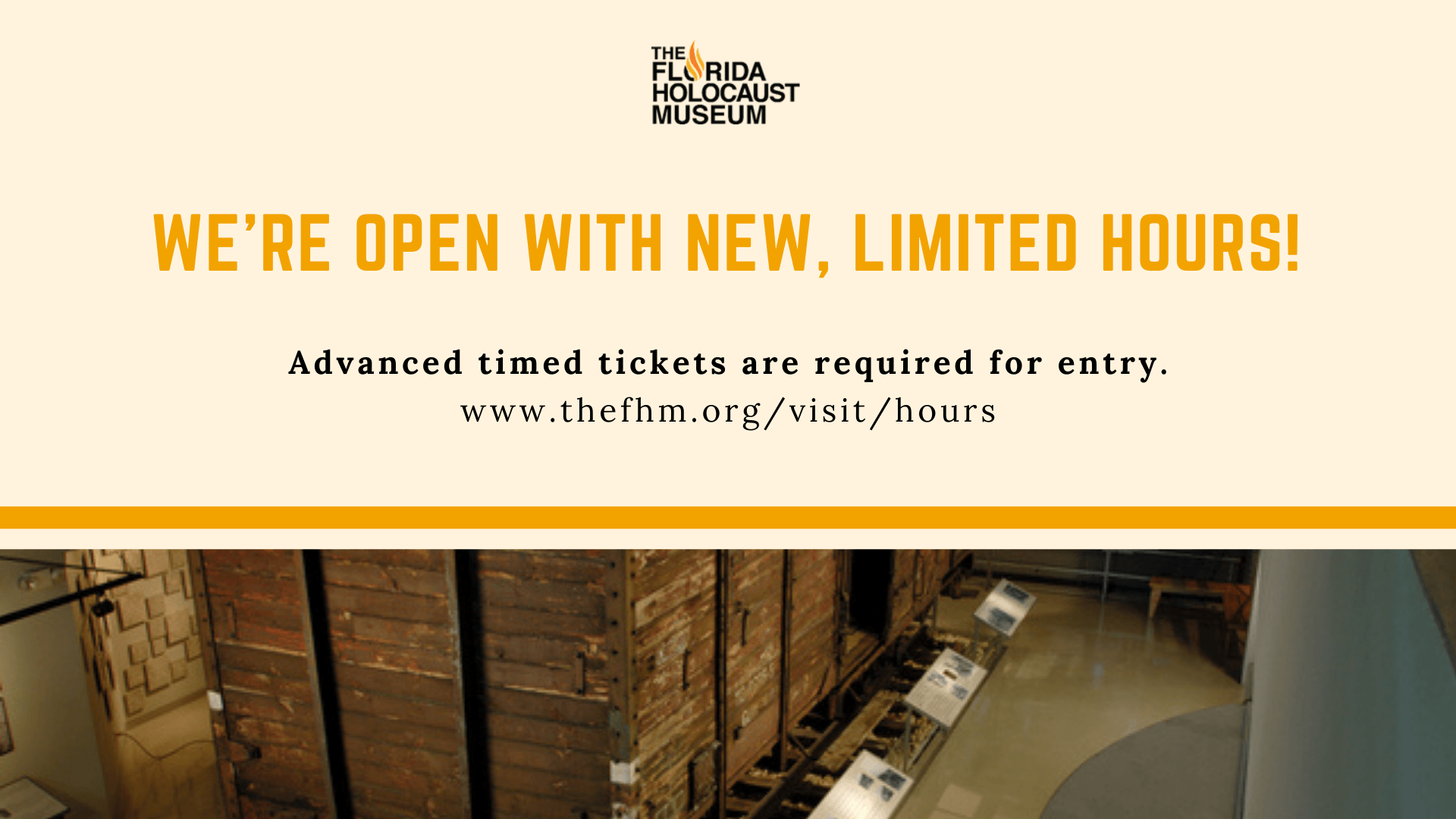 Announcement: The Florida Holocaust Museum is open with limited hours. Advanced timed tickets are required.