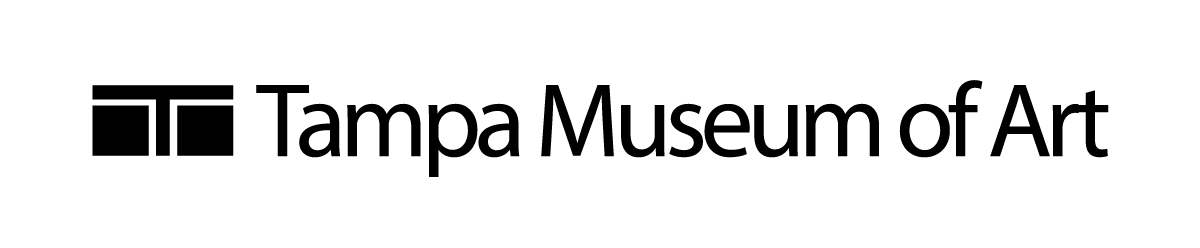 Logo for the Tampa Museum of Art, with a dark square and lines to resemble a simplified building.
