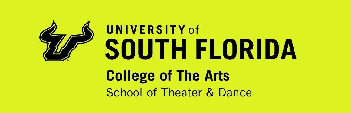 University of South Florida College of The Arts logo. Features a black bull logo and text on a yellow background.