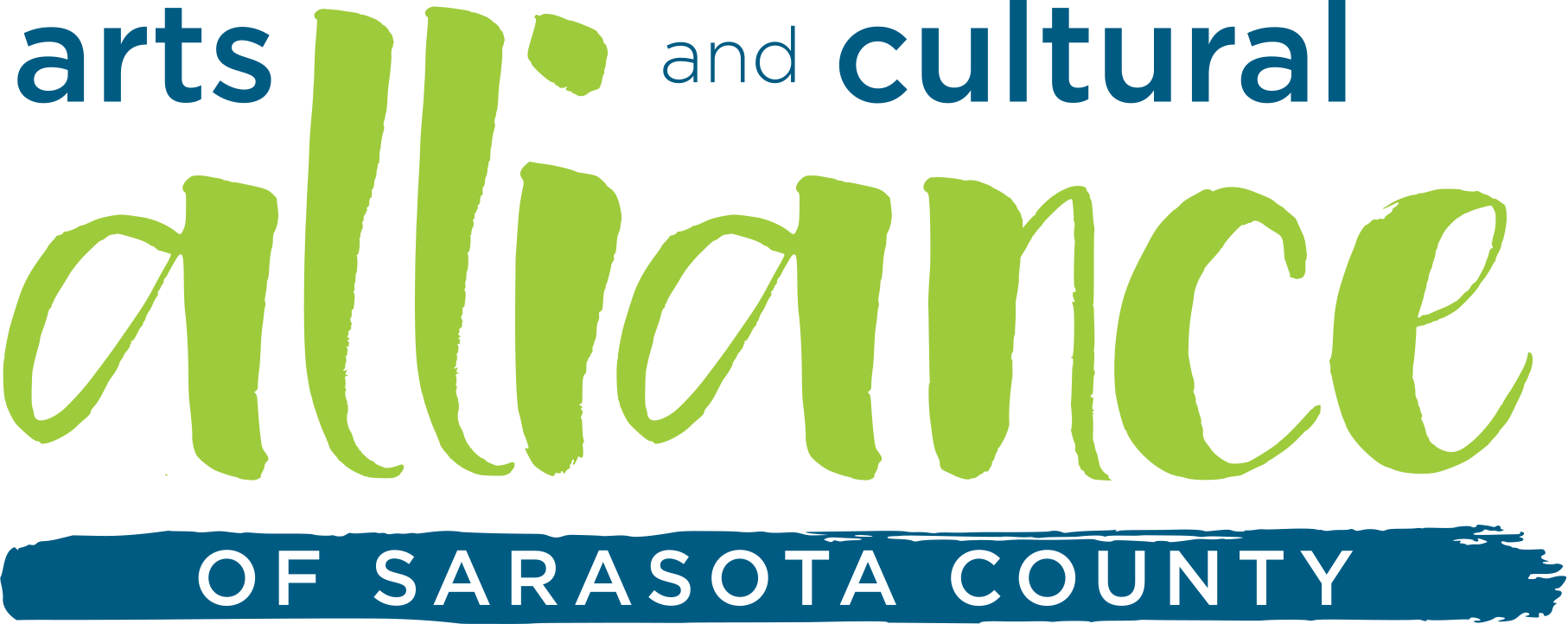 Arts and Cultural Alliance of Sarasota County logo. Text in teal and green on white background.