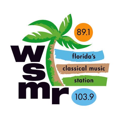 WSMR radio logo: black letters with palm tree and station frequencies.