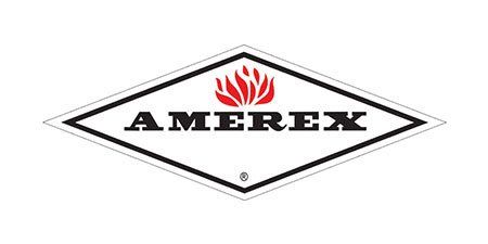 Logotipo de Amerex con un gráfico de una llama roja sobre la palabra