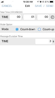 Screen where you can create a Count-Down or Count-Up Timer