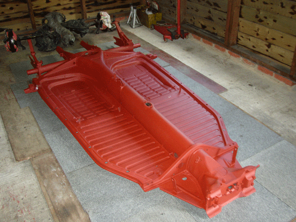 The chassis after grit blasting and etch priming