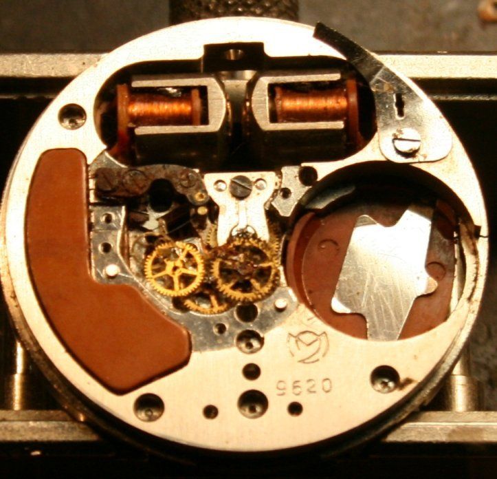 Severely corroded gear train in Slava Transistor
