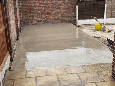 Freshly laid concrete surface