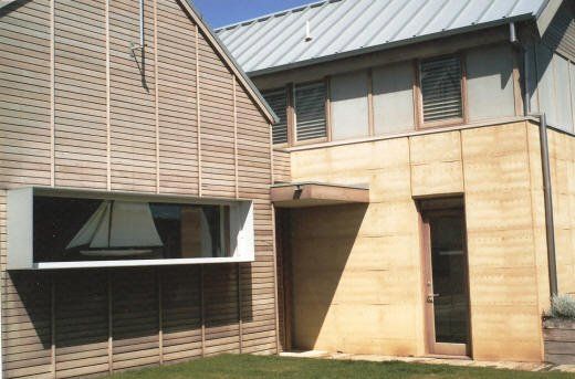 modern house with skinny wide window