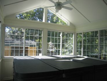 Modern Sunroom and Ceiling Fan