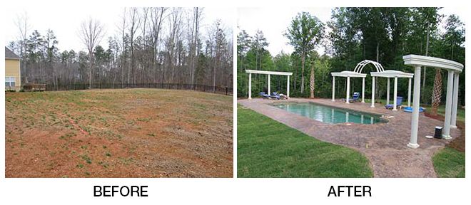 Before & After - New Inground Pool & Seating Area in Cary, NY