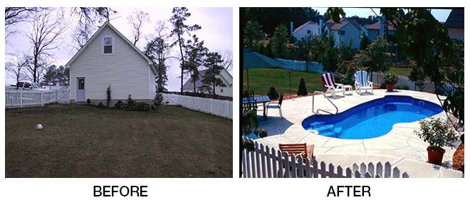 Before & After - Stone Pool Deck & New Inground Pool