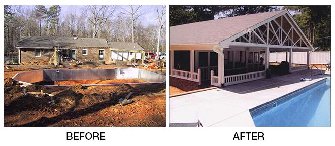 Before & After - Large Back Patio & Pool Deck in Raleigh, NC