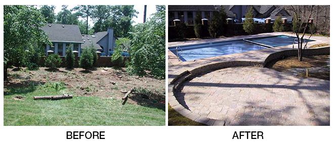 Before & After - New Inground Pool & Stone Surface