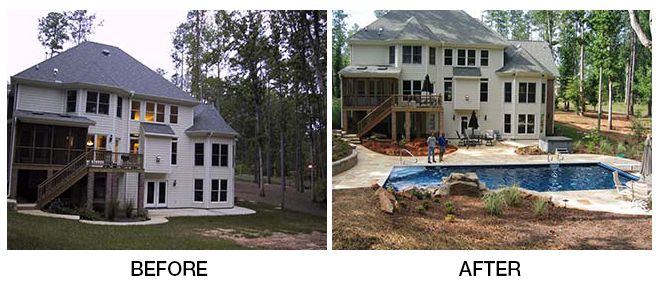 Before & After - New Inground Pool & Stone Surface