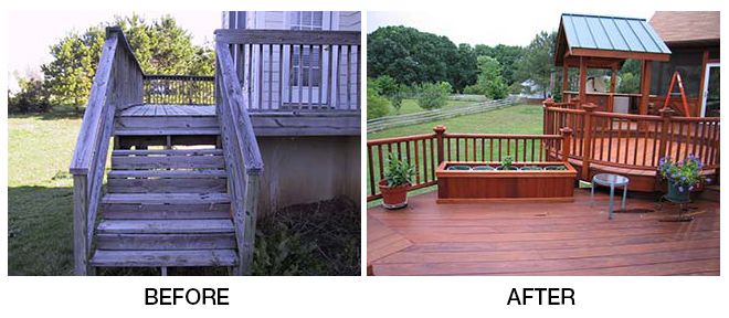 Before & After - New Wooden Deck & Planter Box