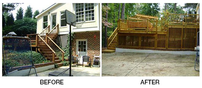 Before & After - Multi-Level Deck in Raleigh, NC