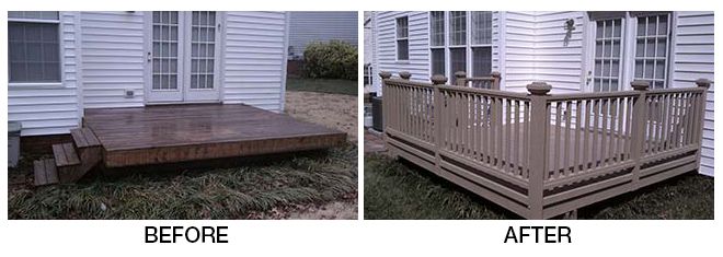 Before & After - Updated Deck With Railing