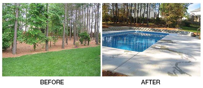 Before & After - New Inground Pool on Raleigh, NC Property