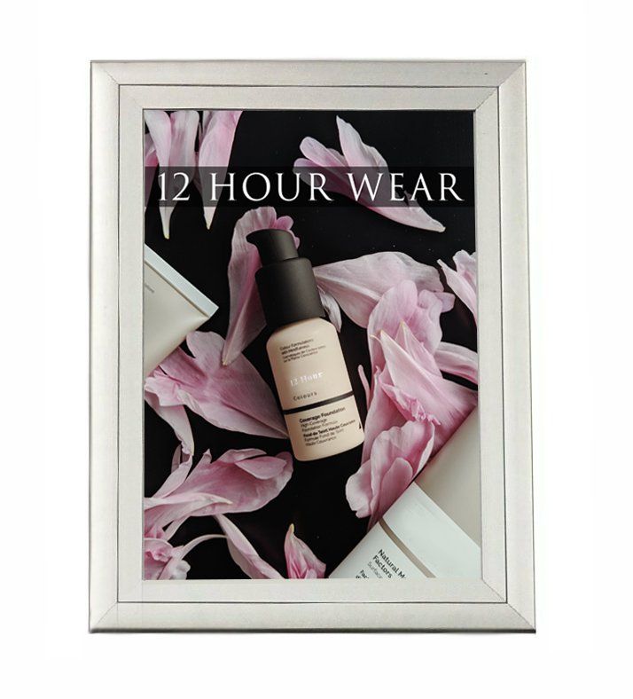 Silver snap frame from 4displays for retail, reception, show rooms 