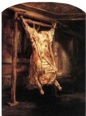 Dipinto medievale raffigurante una carne da macello