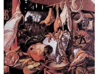 Banco di macelleria con la Fuga in Egitto - Pieter Aertsen