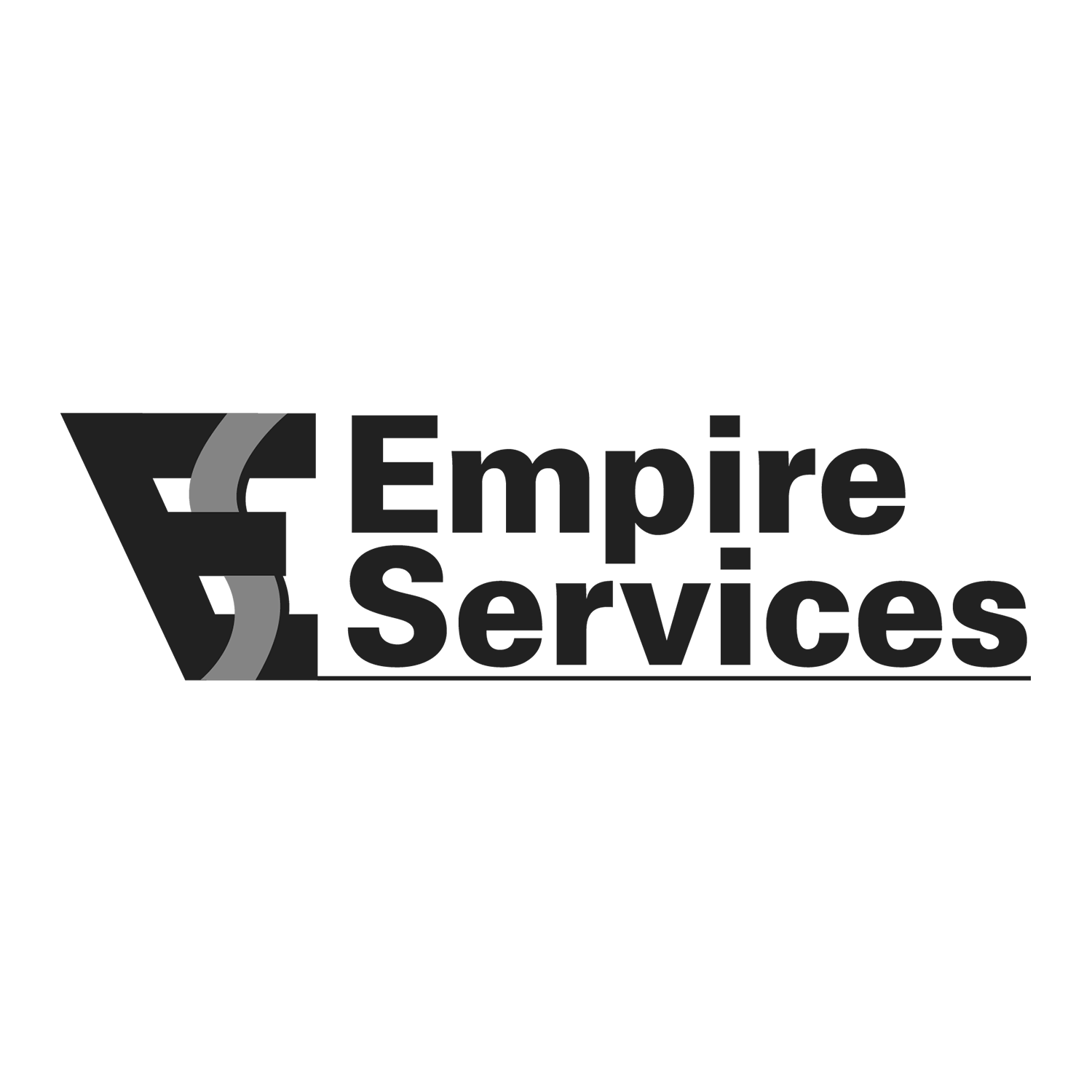 The logo for empire services is black and white.