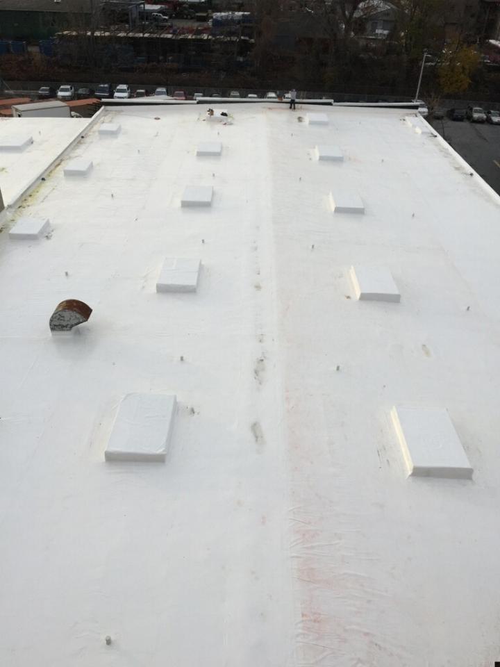 a white roof with a lot of squares on it .