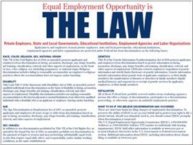 A poster that says equal employment opportunity is the law