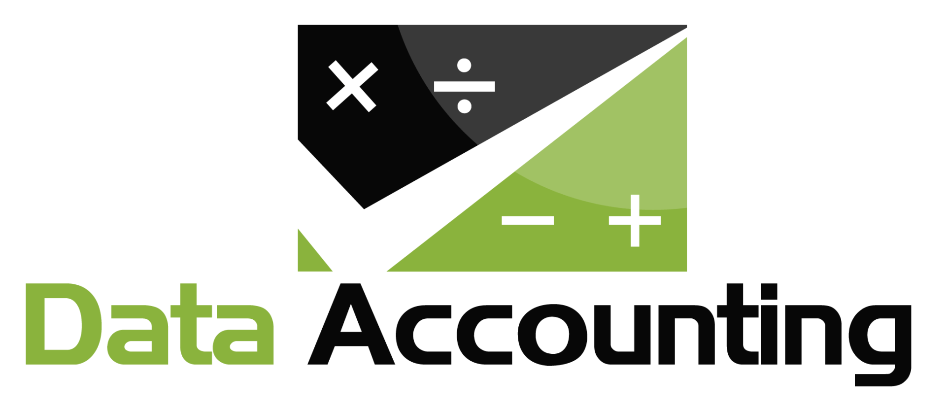 A logo for data accounting with a check mark and a calculator.