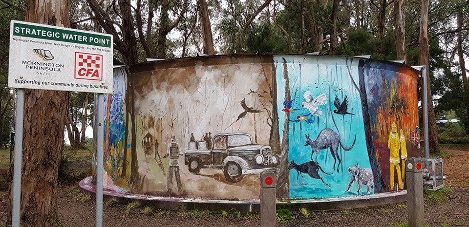 Arthur's Seat Water Tank Art, Australian Silo Art Trai