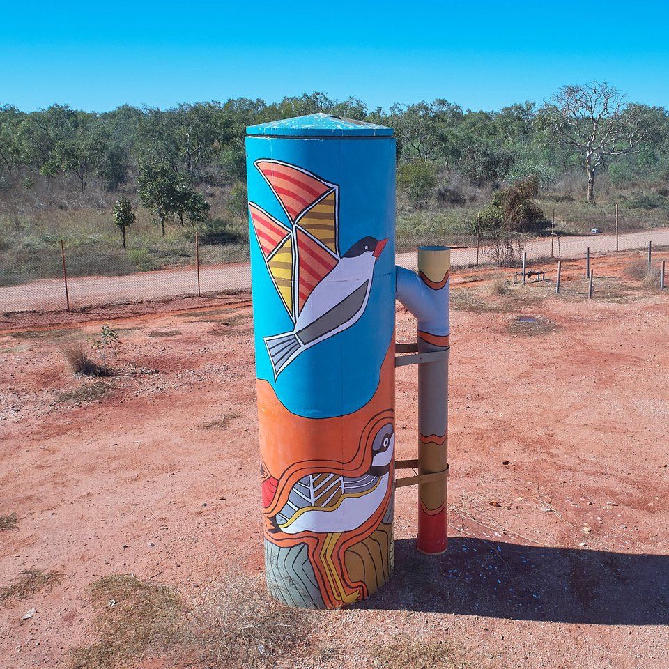 Broome Water Tank Art, Australian Silo Art trail, Martha Lee and Kirra Watson,  Splash of Colour
