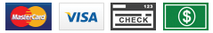 MasterCard, Visa, Check and Cash payment method icons