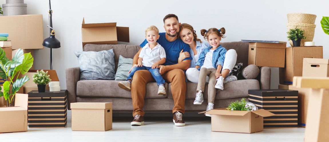Family on couch