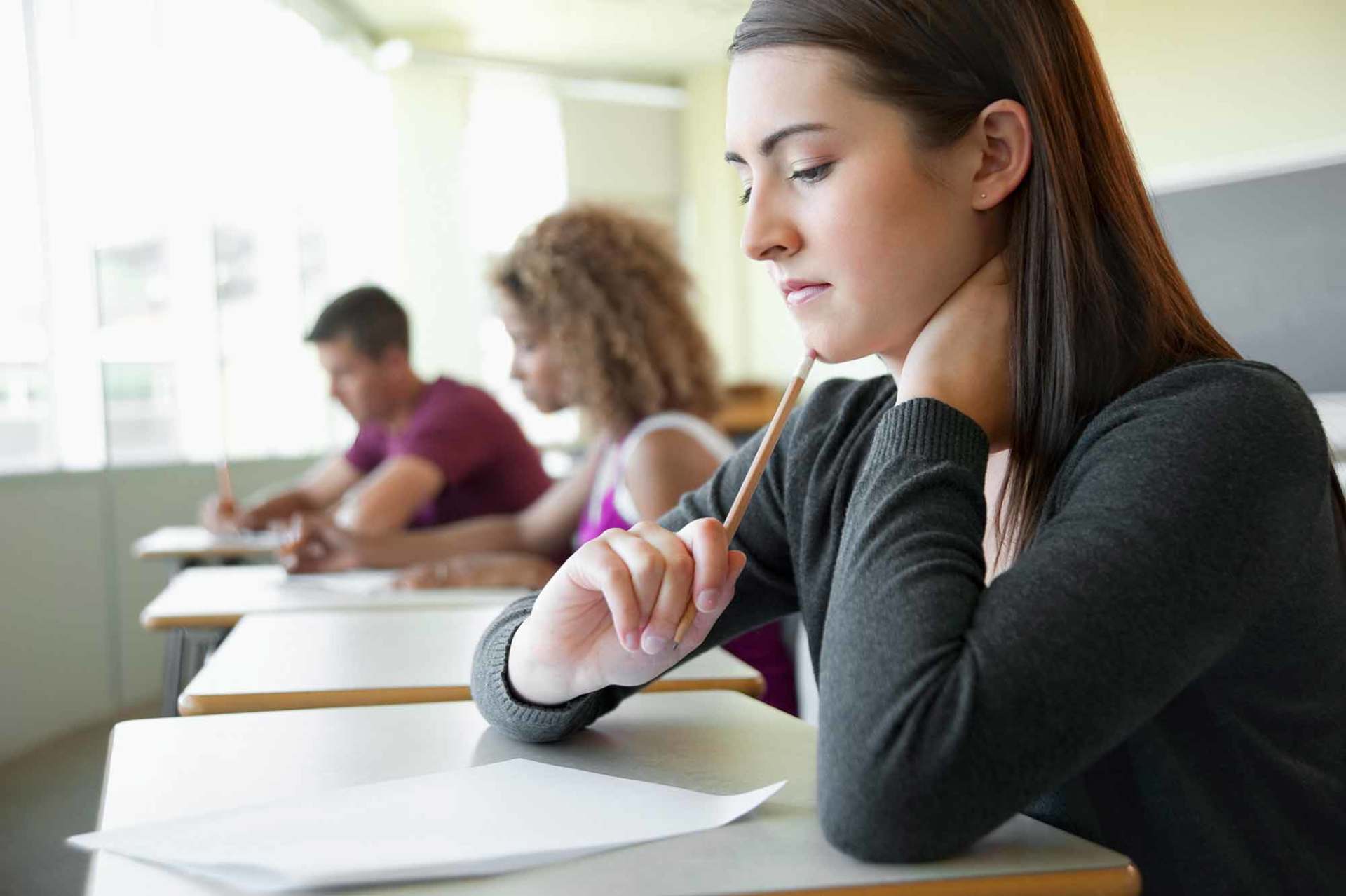 Student taking test