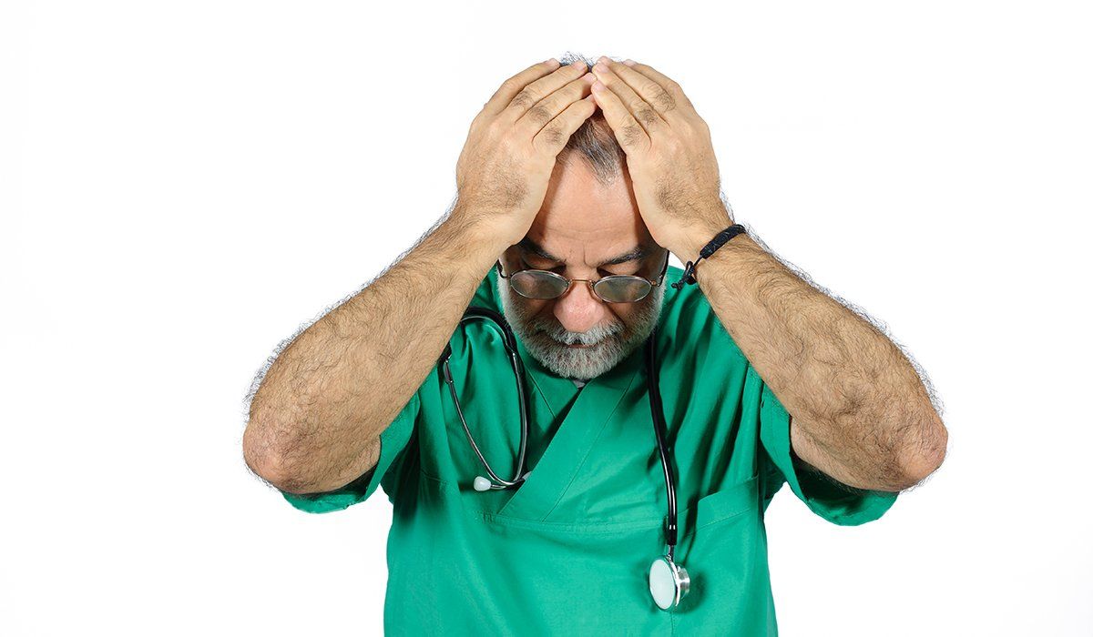 surgeon is distraught