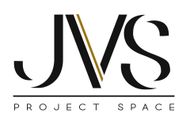 the logo for jvs project space is black and gold .