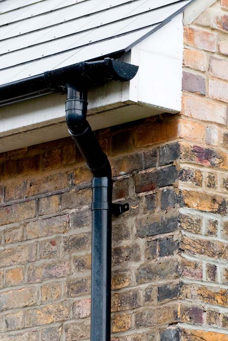 Close-up of a domestic drainpipe