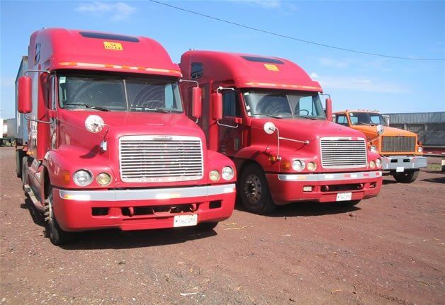 Transportes Veloz camiones estacionados
